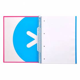 Cuaderno espiral liderpapel a4 micro antartik tapa forrada 120h 100 gr liso con bandas 4 taladros color rosa fluor