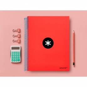 Cuaderno espiral liderpapel a4 micro antartik tapa forrada 120h 100 gr liso con bandas 4 taladros color rojo