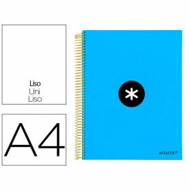 Cuaderno espiral liderpapel a4 micro antartik tapa forrada 120h 100 gr liso con bandas 4 taladros color azul