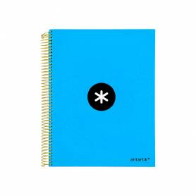 Cuaderno espiral liderpapel a4 micro antartik tapa forrada 120h 100 gr liso con bandas 4 taladros color azul