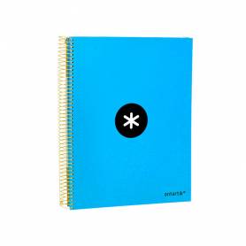 Cuaderno espiral liderpapel a4 micro antartik tapa forrada 120h 100 gr liso con bandas 4 taladros color azul