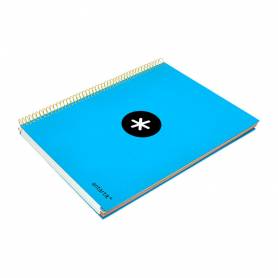 Cuaderno espiral liderpapel a4 micro antartik tapa forrada 120h 100 gr liso con bandas 4 taladros color azul