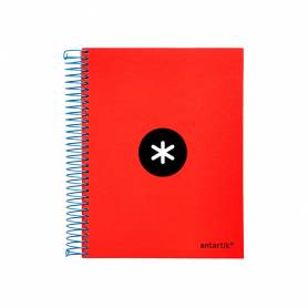 Cuaderno espiral liderpapel a5 micro antartik tapa forrada120h 90 gr cuadro 5mm 5 bandas6 taladros color rojo