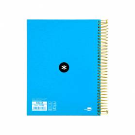 Cuaderno espiral liderpapel a5 micro antartik tapa forrada120h 90 gr cuadro 5mm 5 bandas6 taladros color azul