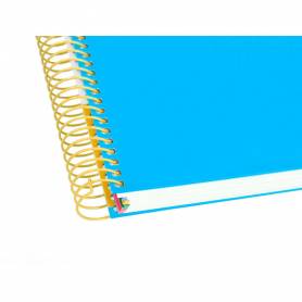 Cuaderno espiral liderpapel a5 micro antartik tapa forrada120h 90 gr cuadro 5mm 5 bandas6 taladros color azul