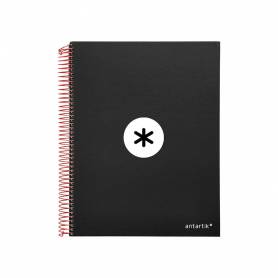 Cuaderno espiral liderpapel a4 micro antartik tapa forrada120h 100 gr cuadro 5mm 5 bandas 4 taladros color negro