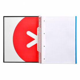 Cuaderno espiral liderpapel a4 micro antartik tapa forrada120h 100 gr cuadro 5mm 5 bandas 4 taladros color negro