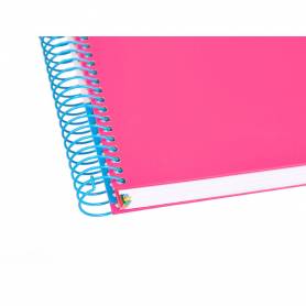 Cuaderno espiral liderpapel a4 micro antartik tapa forrada120h 100 gr cuadro 5mm 5 bandas 4 taladros color rosa