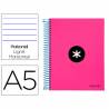 Cuaderno espiral liderpapel a5 micro antartik tapa forrada 120h 100 gr horizontal 5 bandas 6 taladros color rosa - KD15