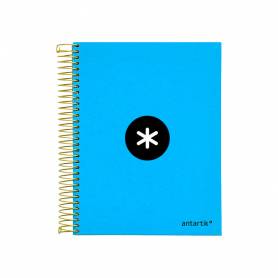 Cuaderno espiral liderpapel a5 micro antartik tapa forrada 120h 100 gr horizontal 5 bandas 6 taladros color azul