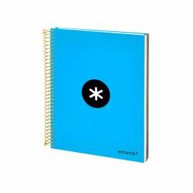 Cuaderno espiral liderpapel a5 micro antartik tapa forrada 120h 100 gr horizontal 5 bandas 6 taladros color azul