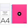 Cuaderno espiral liderpapel a4 micro antartik tapa forrada 120h 100 gr horizontal 5 bandas 4 taladros color rosa - KD05