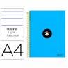 Cuaderno espiral liderpapel a4 micro antartik tapa forrada 120h 100 gr horizontal 5 bandas 4 taladros color azul - KD01