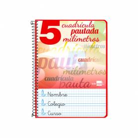 Cuaderno espiral liderpapel cuarto pautaguia tapa dura 80h75 gr cuadro pautado 5mm con margen