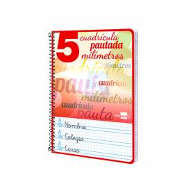 Cuaderno espiral liderpapel cuarto pautaguia tapa dura 80h75 gr cuadro pautado 5mm con margen