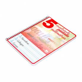 Cuaderno espiral liderpapel cuarto pautaguia tapa dura 80h75 gr cuadro pautado 5mm con margen