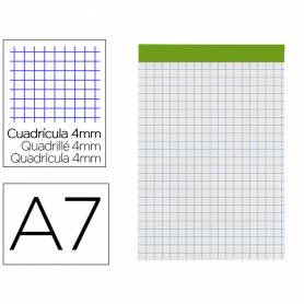 Bloc notas liderpapel cuadro 4 mm a7 80 hojas 60 g/m2 perforado sin tapa