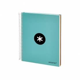 Cuaderno espiral liderpapel a5 micro antartik tapa forrada120h 90 gr cuadro 5 mm 5 banda6 taladros color menta