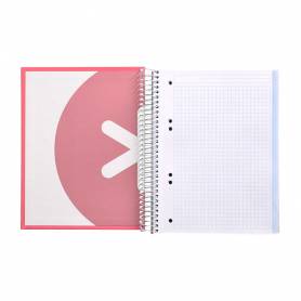 Cuaderno espiral liderpapel a5 micro antartik tapa forrada120h 90 gr cuadro 5 mm 5 band 6 taladros color coral