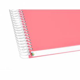 Cuaderno espiral liderpapel a5 micro antartik tapa forrada120h 90 gr cuadro 5 mm 5 band 6 taladros color coral