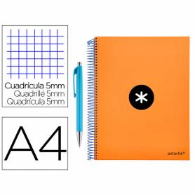 Cuaderno espiral liderpapel a4 micro antartik tapa forrada 120 h 100g cuadro 5 mm color naranja promo caran d ache