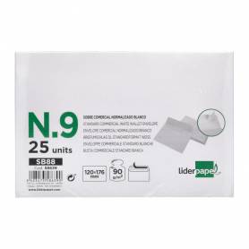 Sobre liderpapel n 9 blanco comercial normalizado 120x176 mm tira de silicona paquete de 25 unidades