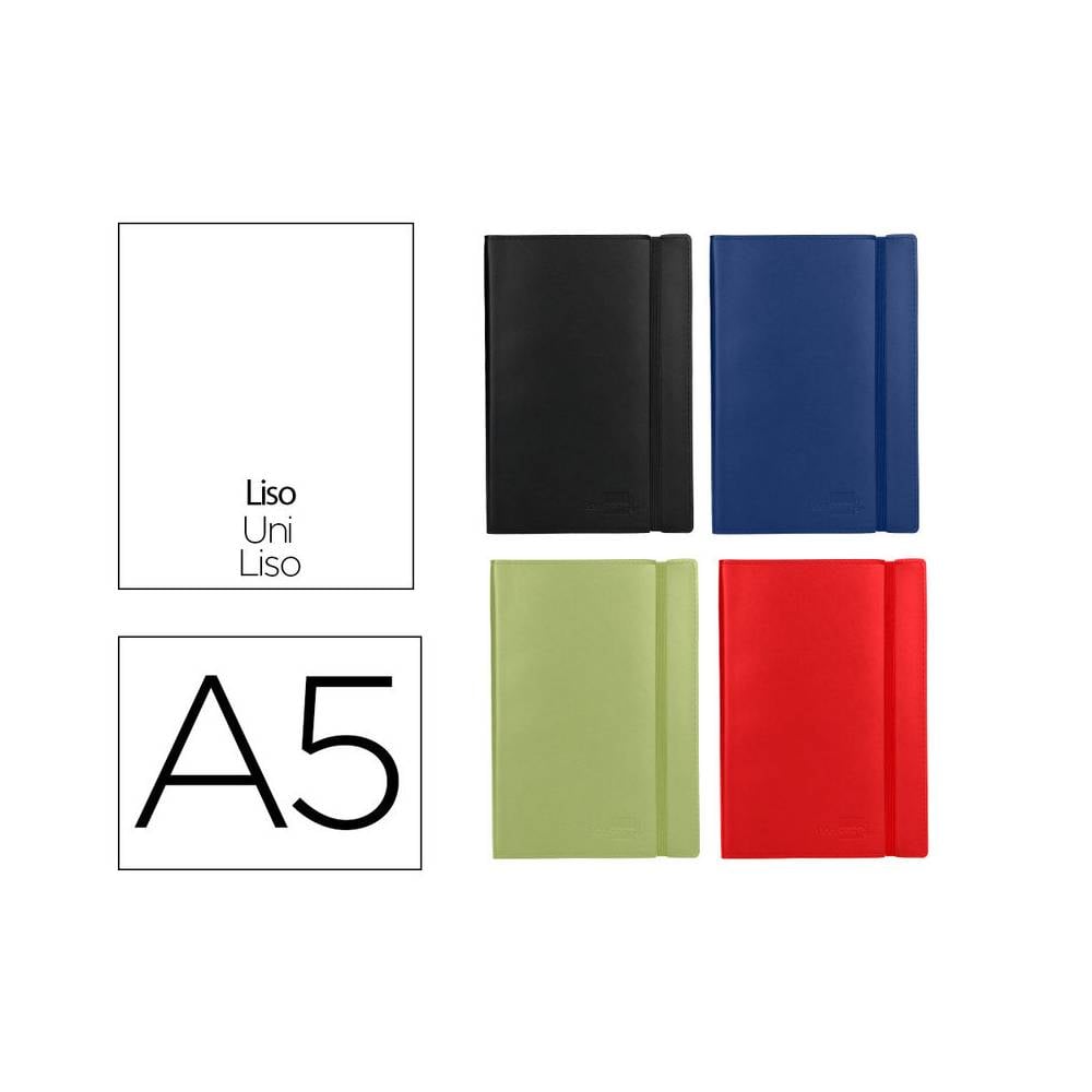 Libreta liderpapel simil piel a5 120 hojas 70g/m2 liso colores surtidos