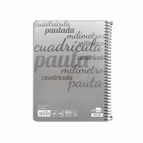 Cuaderno espiral liderpapel cuarto pautaguia tapa blanda 40h 75 gr cuadro pautado 2,5mmcon margen colores surtidos