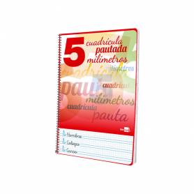 Cuaderno espiral liderpapel folio pautaguia tapa dura 80h 75 gr cuadro pautado 5mmcon margen colores surtidos