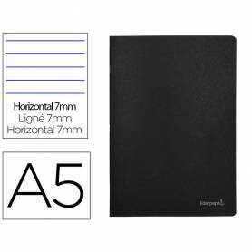 Libreta liderpapel tapa negra a5 80 hojas 60g/m2 horizontal con doble margen