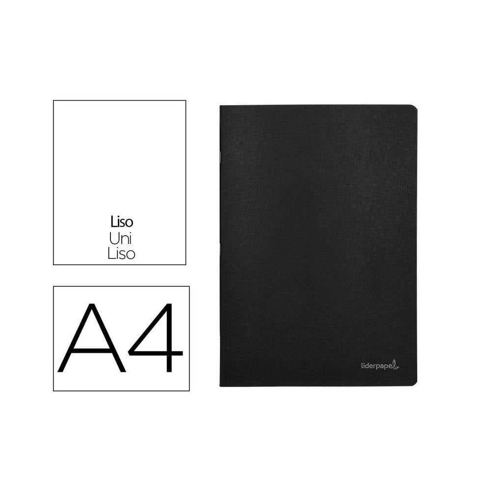 Libreta liderpapel tapa negra a4 80 hojas 60g/m2 liso con doble margen