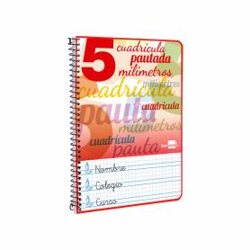 Cuaderno espiral liderpapel cuarto pautaguia tapa blanda 40h 75 gr cuadro pautado 5mm colores surtidos