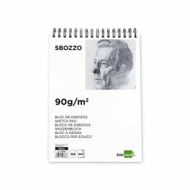 Bloc dibujo liderpapel esbozos espiral din a4 210x297mm 100 hojas 90gr/m2 sin recuadro