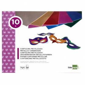 Bloc trabajos manuales liderpapel cartulina metalizada 240x315mm 10 hojas colores surtidos