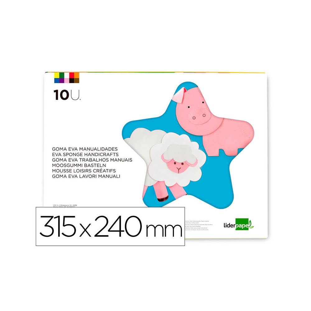 Bloc trabajos manuales liderpapel goma eva 240x315mm 10 hojas colores surtidos