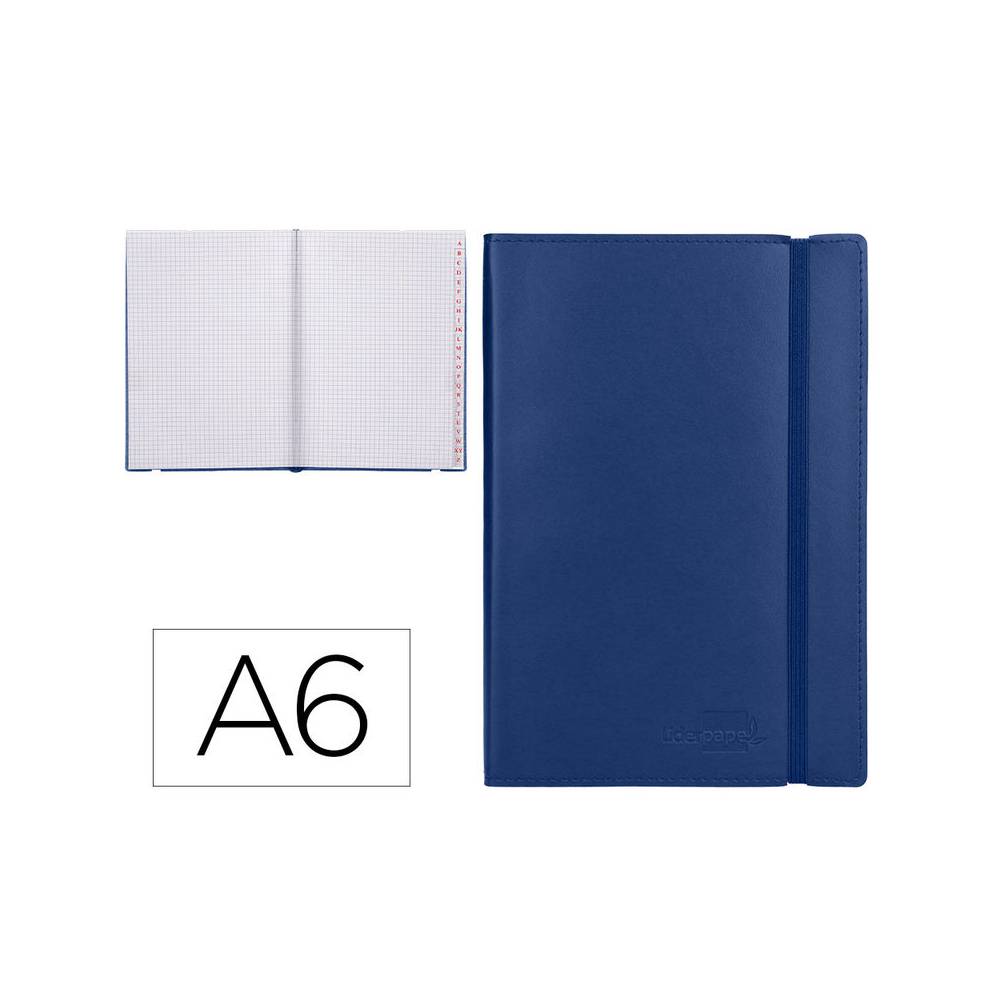 Libreta indice liderpapel similpiel a6 120 hojas 70g/m2 color azul