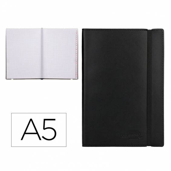 Libreta indice liderpapel similpiel a5 120 hojas 70g/m2 color negro