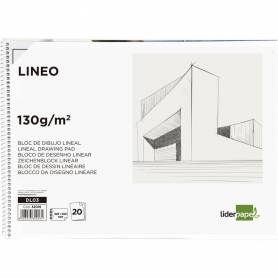 Bloc dibujo liderpapel lineal espiral 230x325mm 20 hojas 130gr/m2 con recuadro 2 taladros perforado