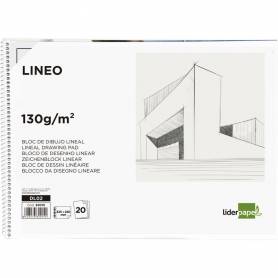 Bloc dibujo liderpapel lineal espiral 230x325mm 20 hojas 130 gr/m2 con recuadro perforado