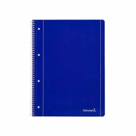 Cuaderno espiral liderpapel a4 micro serie azul tapa blanda 80h 75 gr liso con margen 4 taladros azul