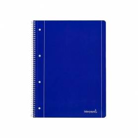 Cuaderno espiral liderpapel a4 micro serie azul tapa blanda 80h 80 gr horizontal con margen 4 taladros azul