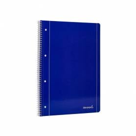 Cuaderno espiral liderpapel a4 micro serie azul tapa blanda 80h 80 gr cuadro5mm con margen 4 taladros azul