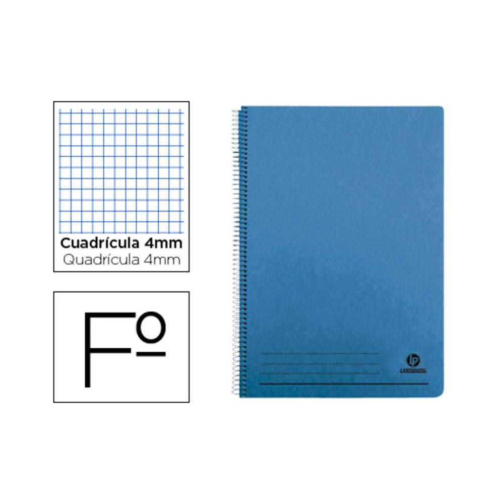 Cuaderno espiral liderpapel folio 100h cuadro 4mm tapa azul con margen 70 gr