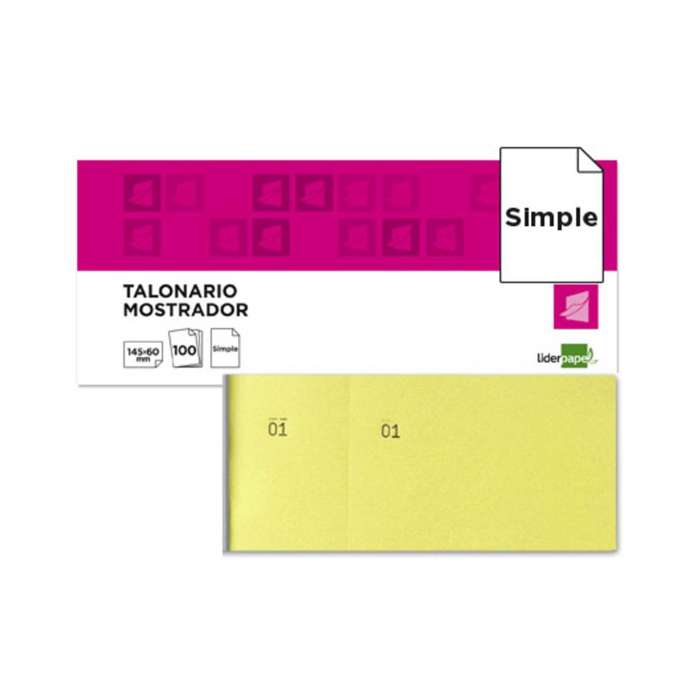 Talonario liderpapel mostrador 60x145 mm tl01 amarillo con matriz