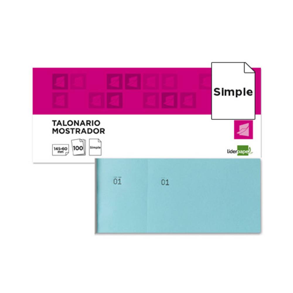 Talonario liderpapel mostrador 60x145 mm tl03 celeste con matriz