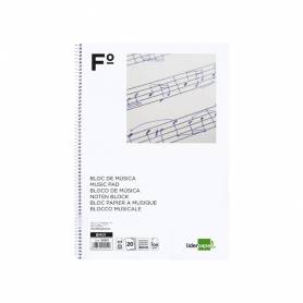 Bloc musica liderpapel pentagrama 3mm folio 20 hojas 100g/m2