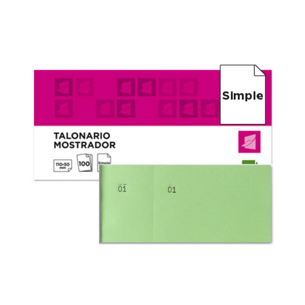 Talonario liderpapel mostrador 50x110 mm tl12 verde con matriz