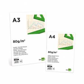 Bloc papel milimetrado liderpapel encolado 210x297 mm 50 hojas 80g/m2