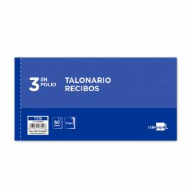 Talonario liderpapel recibos 3/fº apaisado original y 2 copias sin matriz