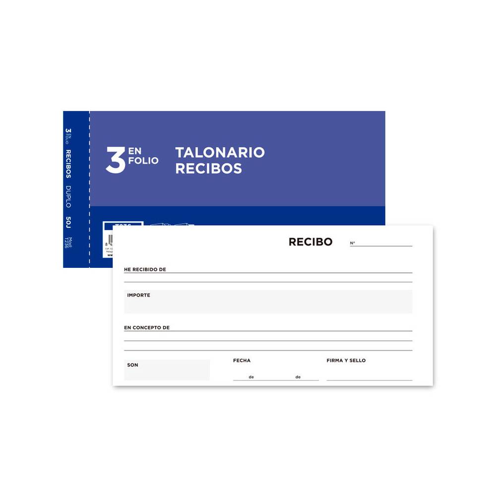 Talonario liderpapel recibos 3/fº original y copia t236 sin matriz